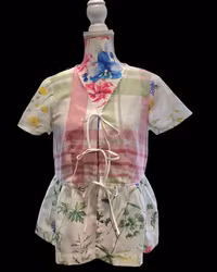 Blus återbrukat tyg rutan - Storlek 36