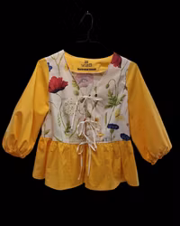 Blus återbrukat tyg solgul - storlek 38