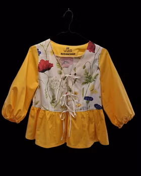 Blus återbrukat tyg solgul - storlek 38