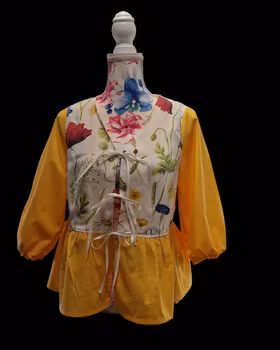 Blus återbrukat tyg solgul - storlek 38