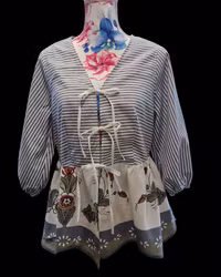 Blus återbrukat tyg almoge - storlek 40