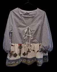 Blus återbrukat tyg almoge - storlek 40