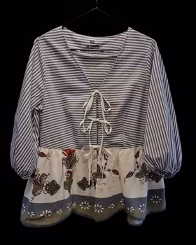 Blus återbrukat tyg almoge - storlek 40