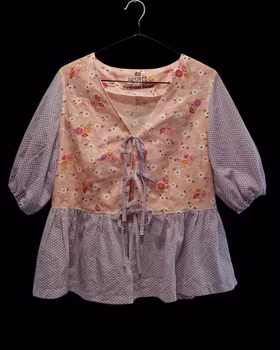 Blus återbrukat tyg lila - storlek 40