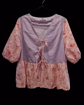 Blus återbrukat tyg rosa lila - storlek 42