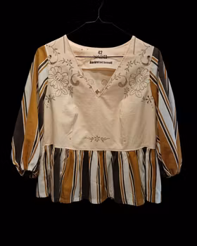 Blus återbrukat tyg brun - storlek 42