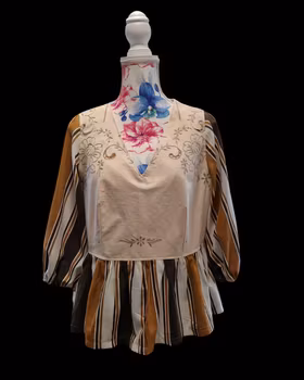 Blus återbrukat tyg brun - storlek 42