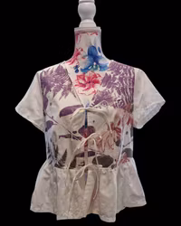 Blus återbrukat tyg lila dröm - storlek 46