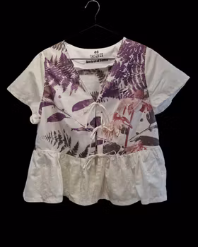 Blus återbrukat tyg lila dröm - storlek 46