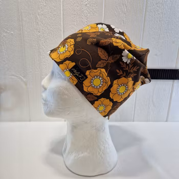 Mössa retro blomma brun och orange
