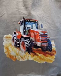 Tygkasse grå med röd traktor