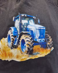 Tygkasse svart med blå traktor