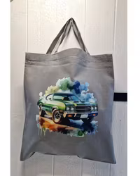 Tygkasse grå med bil