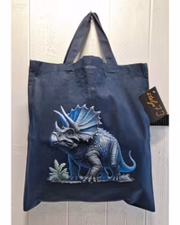 Tygkasse marinblå med dinosaurie