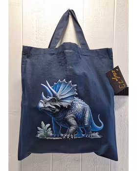 Tygkasse marinblå med dinosaurie