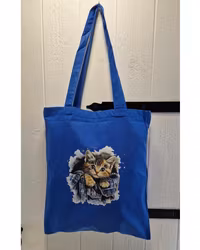 Tygkasse kornblå med katt