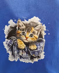 Tygkasse kornblå med katt