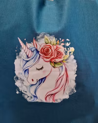 Tygkasse petrol med enhörning