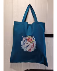 Tygkasse petrol med enhörning