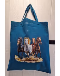 Tygkasse petrol med hästar