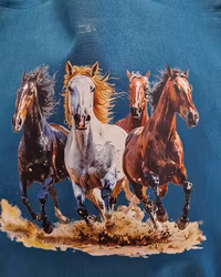 Tygkasse petrol med hästar