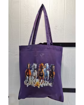 Tygkasse mörklia med hästar