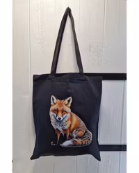 Tygkasse svart med räv