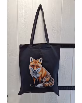 Tygkasse svart med räv