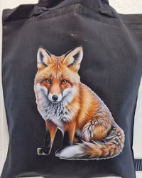 Tygkasse svart med räv