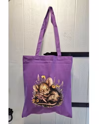 Tygkasse mörklila med mus