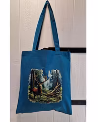 Tygkasse petrol med hjort