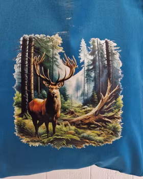 Tygkasse petrol med hjort