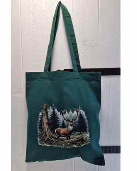 Tygkasse buteljgrön med hjort