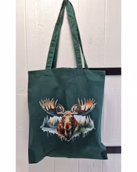 Tygkasse buteljgrön med älg