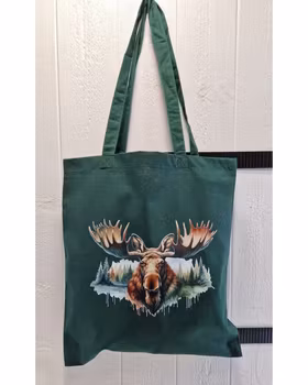 Tygkasse buteljgrön med älg