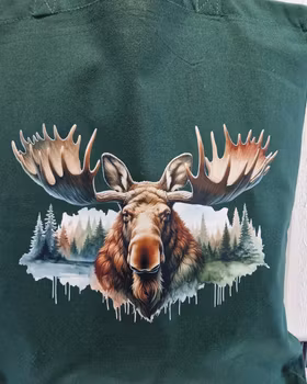 Tygkasse buteljgrön med älg