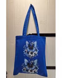 Tygkasse kornblå med fjärilar