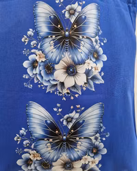 Tygkasse kornblå med fjärilar