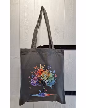 Tygkasse mörkgrå med livets träd