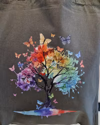 Tygkasse mörkgrå med livets träd