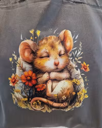 Tygkasse mörkgrå med mus