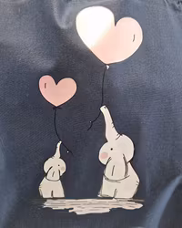 Tygkasse marinblå med söta elefanter