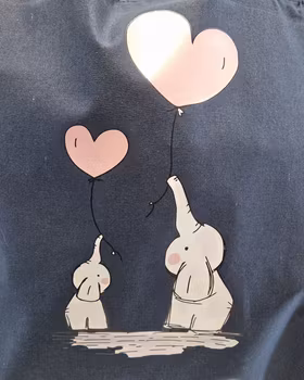 Tygkasse marinblå med söta elefanter