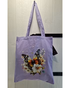 Tygkasse lavendel med fjäril