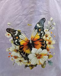 Tygkasse lavendel med fjäril