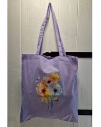 Tygkasse lavendel med maskrosboll