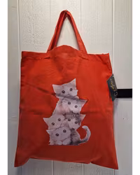 Tygkasse röd med katter