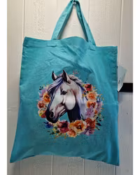 Tygkasse turkos med häst