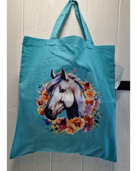 Tygkasse turkos med häst