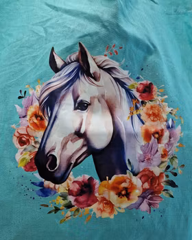 Tygkasse turkos med häst